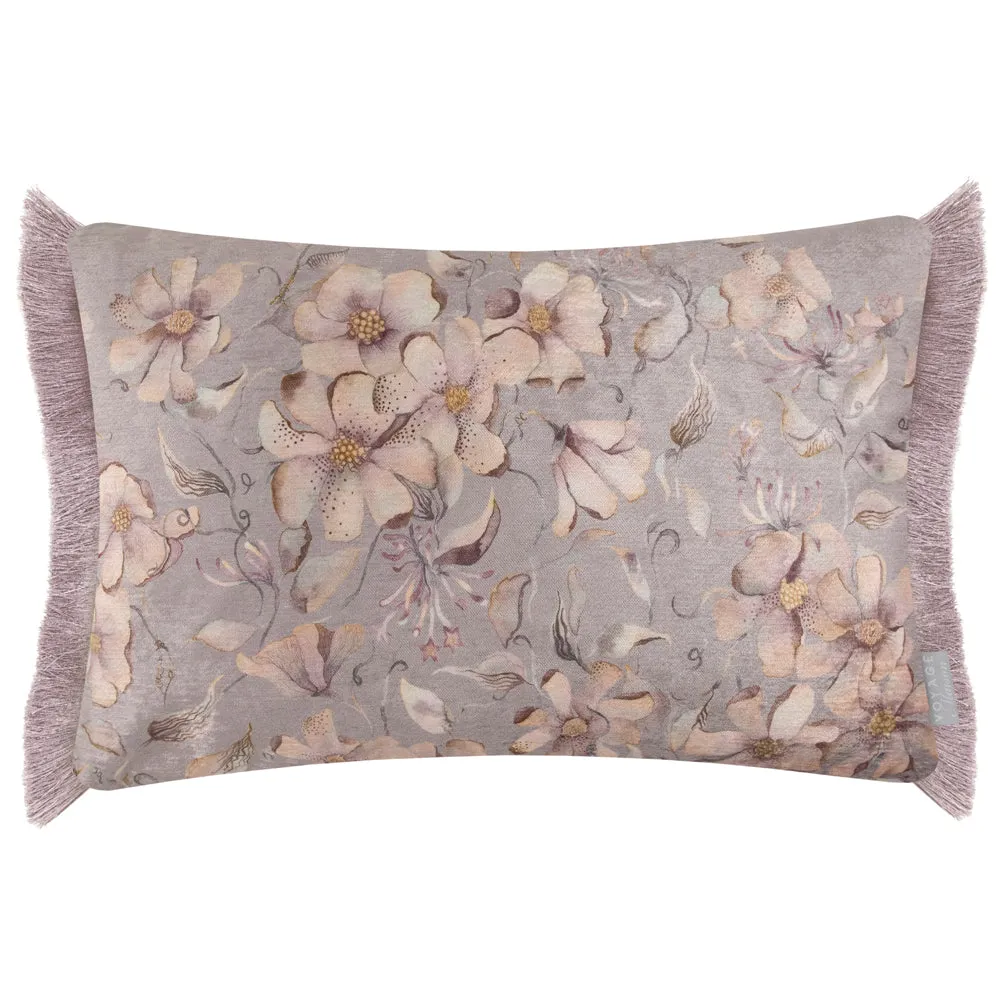 Daphne Printed Ruche Fringe Cushion Viola