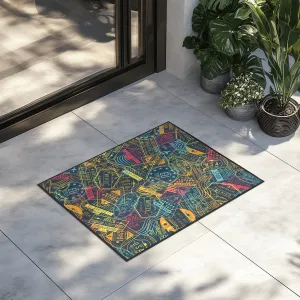 Dark Coloured Passport Stamps Designed Door Mats door entrance rug