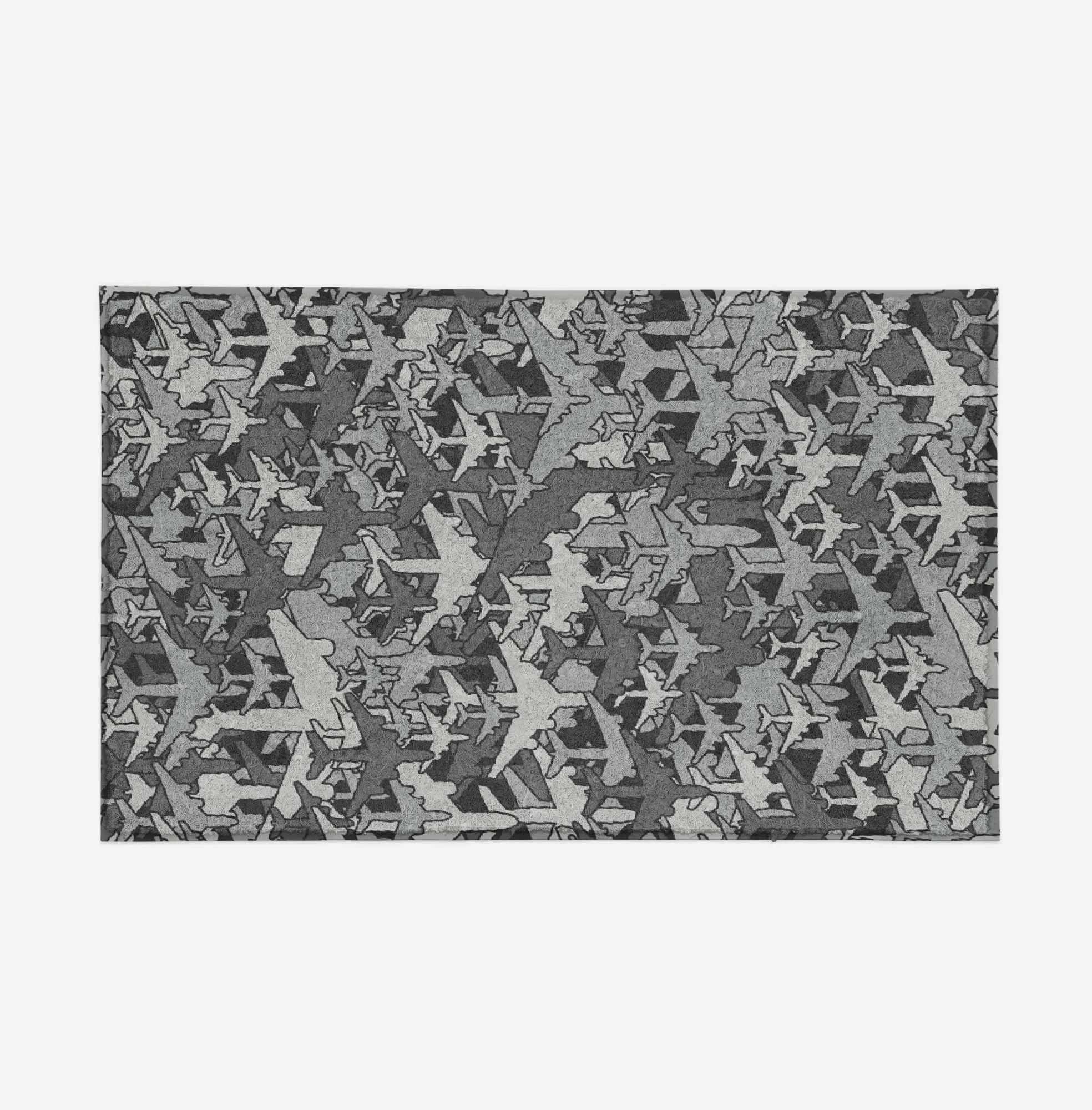 Dark Coloured Seamless Airplanes Designed Door Mats