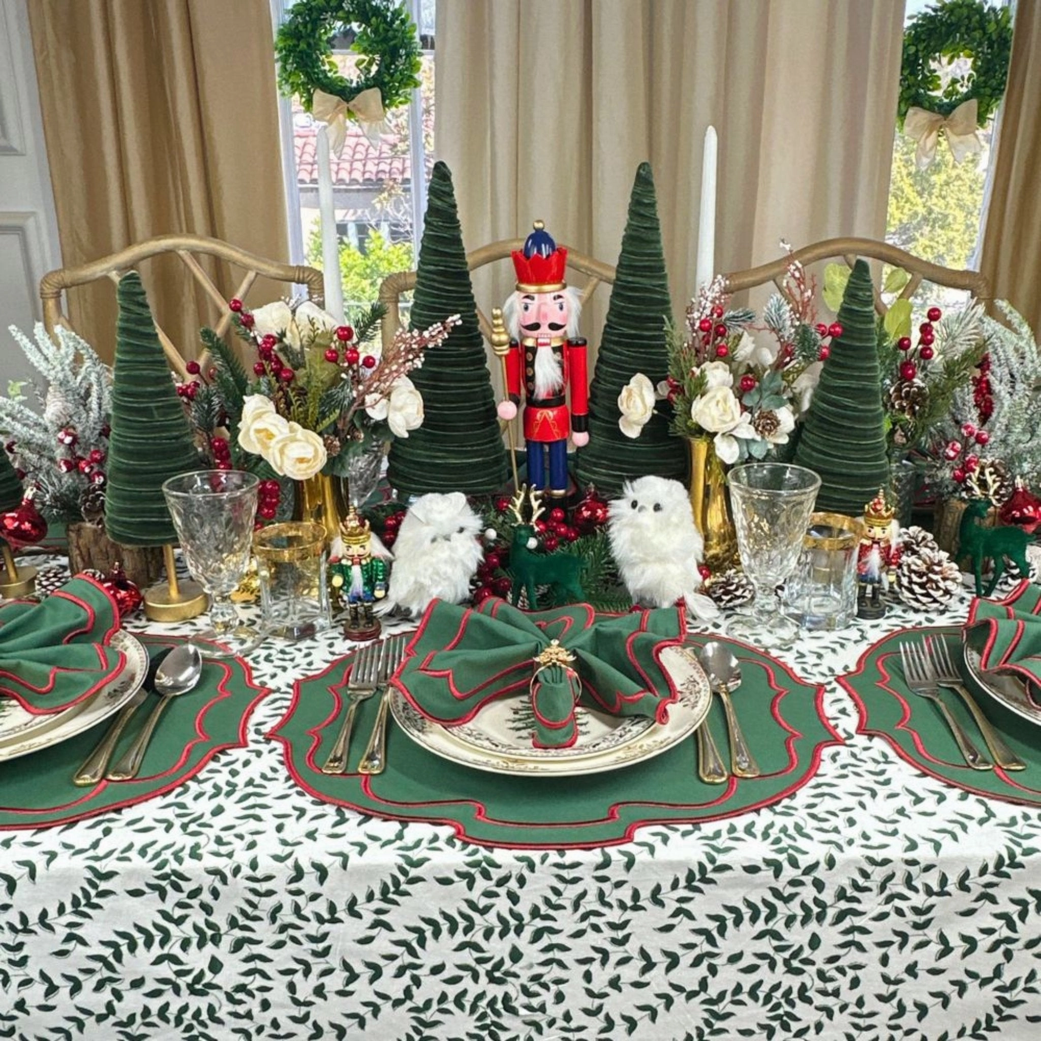 Dark Green Leaves Tablecloth