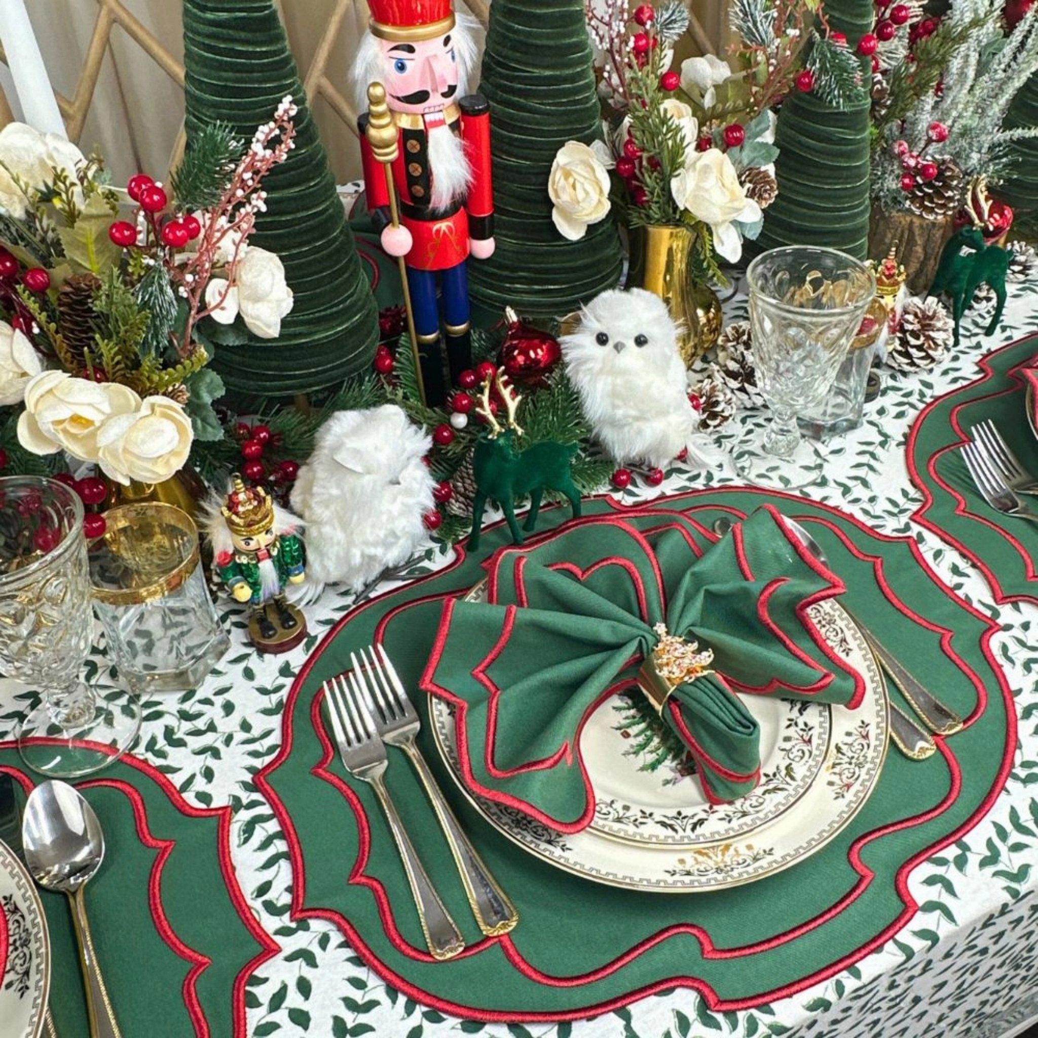 Dark Green Leaves Tablecloth