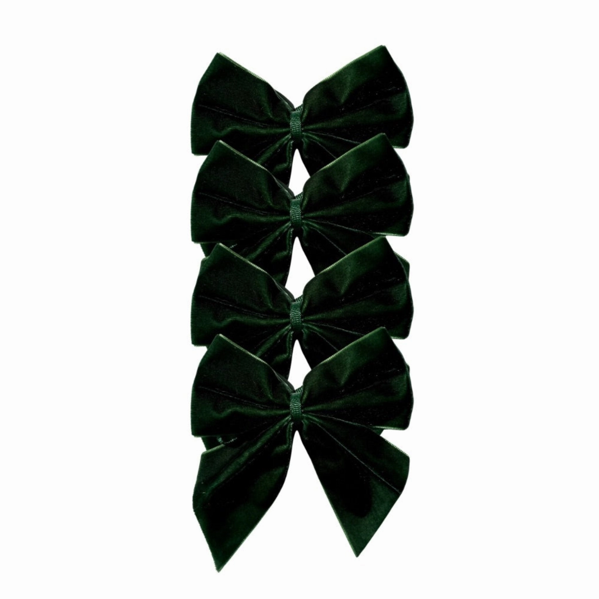 Dark Green Velvet Bow Napkin Ties, Set of 4 cute desktop display