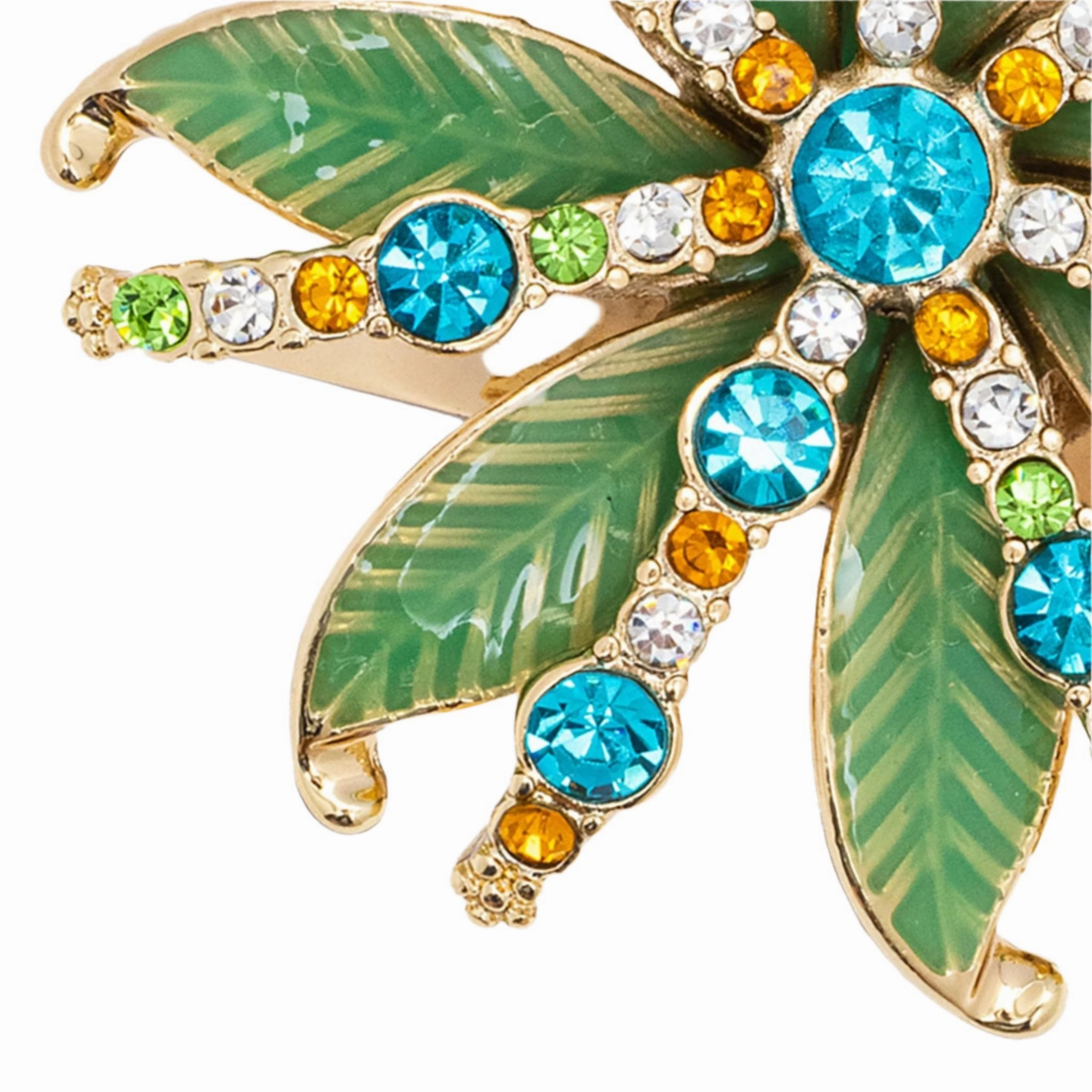 Deco Palm Napkin Rings, Green, Set of Four