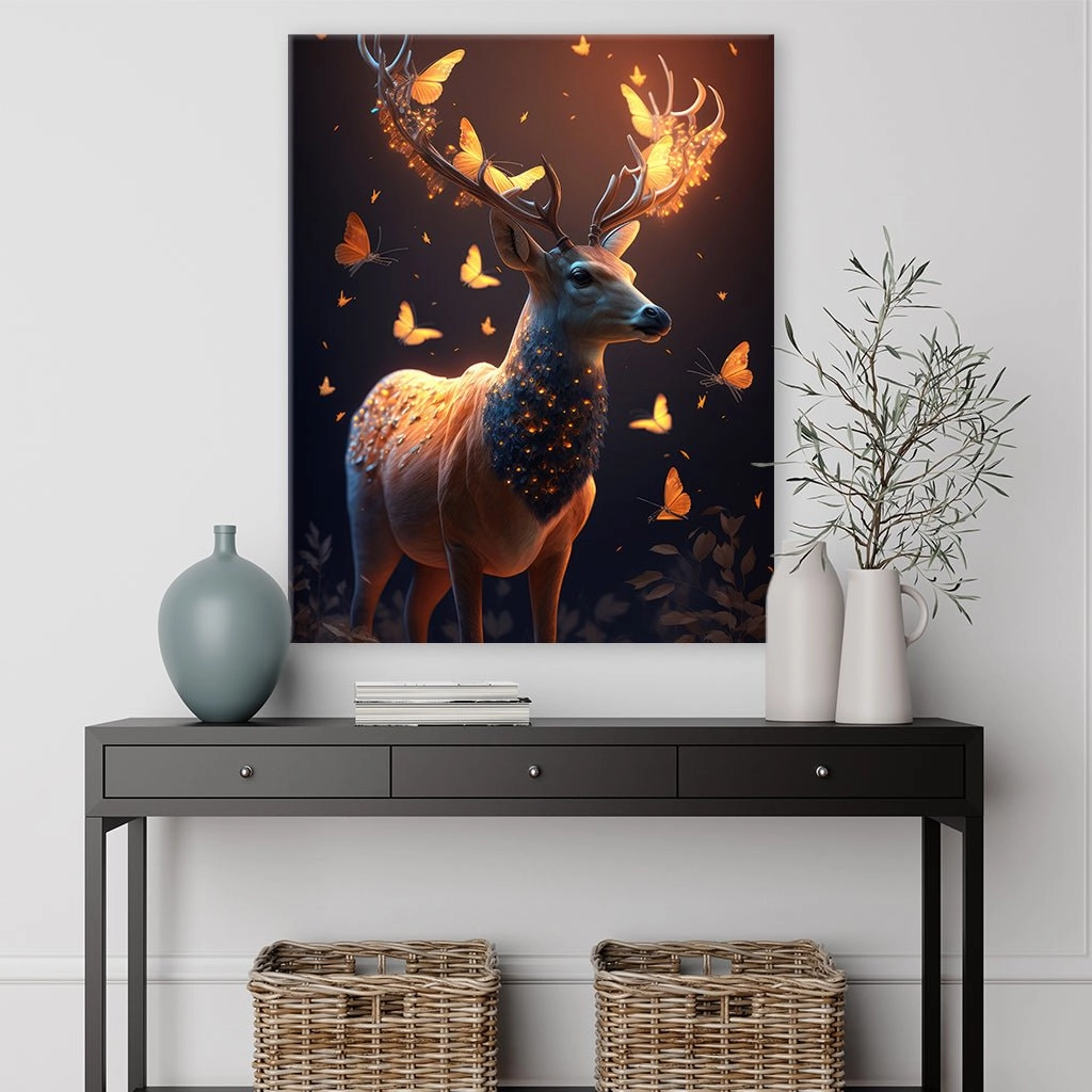 Deer with Butterflies by Zenzdesign