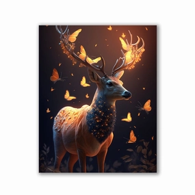 Deer with Butterflies by Zenzdesign framed mural artwork
