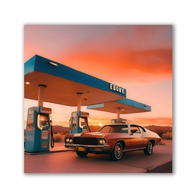 Desert Gas Station No2 by Iconica framed mural artwork