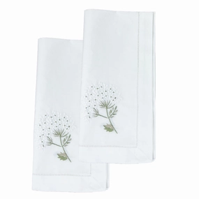 Dinner Napkin in White with Hydrangea Design, Set of 2 cute desktop display