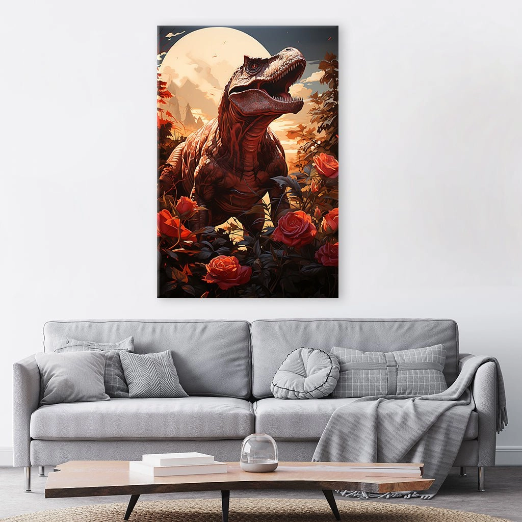 Dinosaur in Roses by Markus Mikolai
