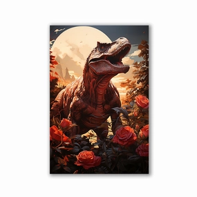Dinosaur in Roses by Markus Mikolai framed mural artwork