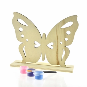DIY Butterfly Wood Stand-Up Crafty Kids Kit, Natural, 7-Inch wooden room decoration