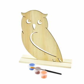 DIY Owl Wood Stand-Up Crafty Kids Kit, Natural, 6-3/4-Inch wooden room decoration