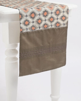 Dobhi Weft Ikat Cotton Silk Table Runner ceramic table ornament