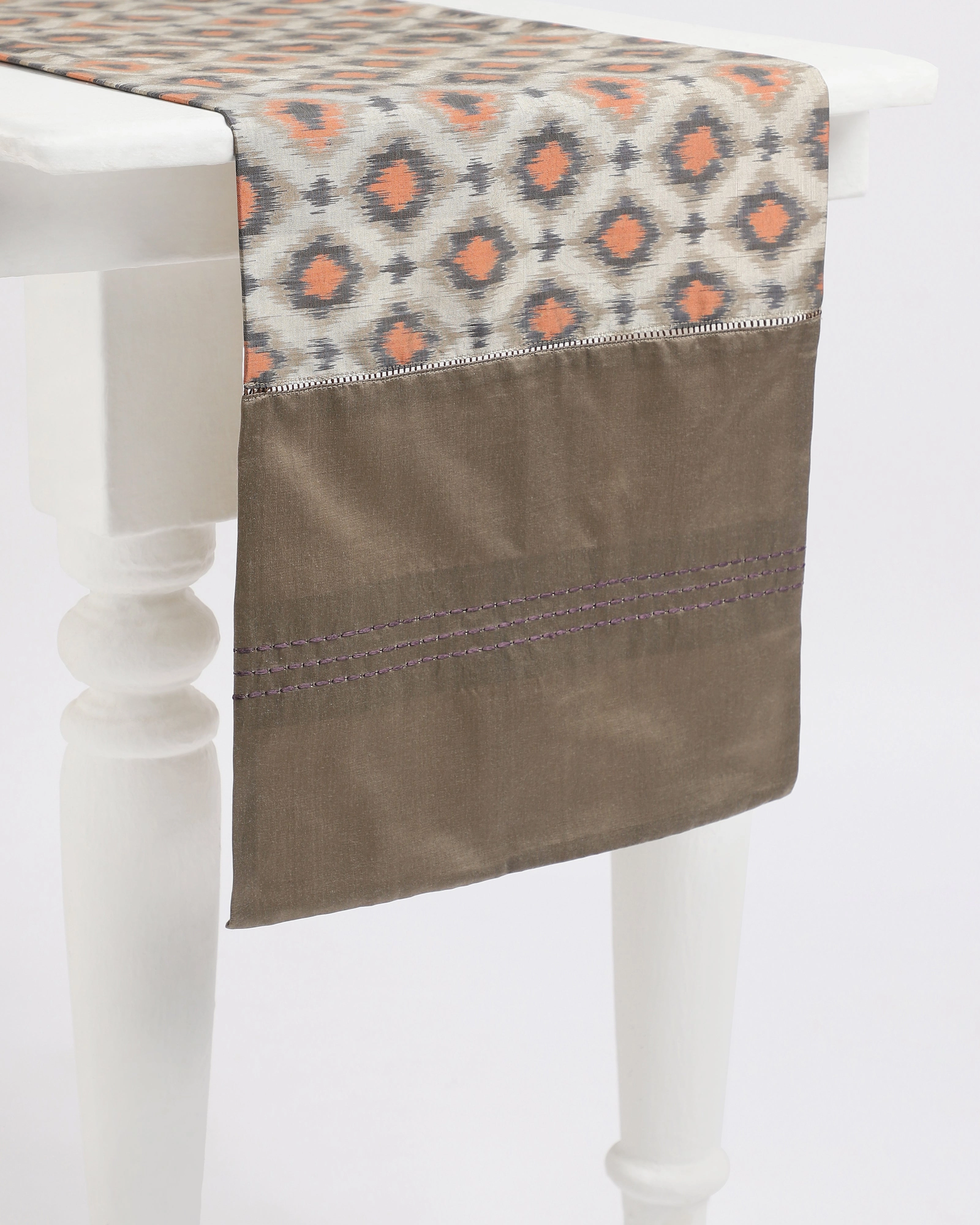 Dobhi Weft Ikat Cotton Silk Table Runner ceramic table ornament