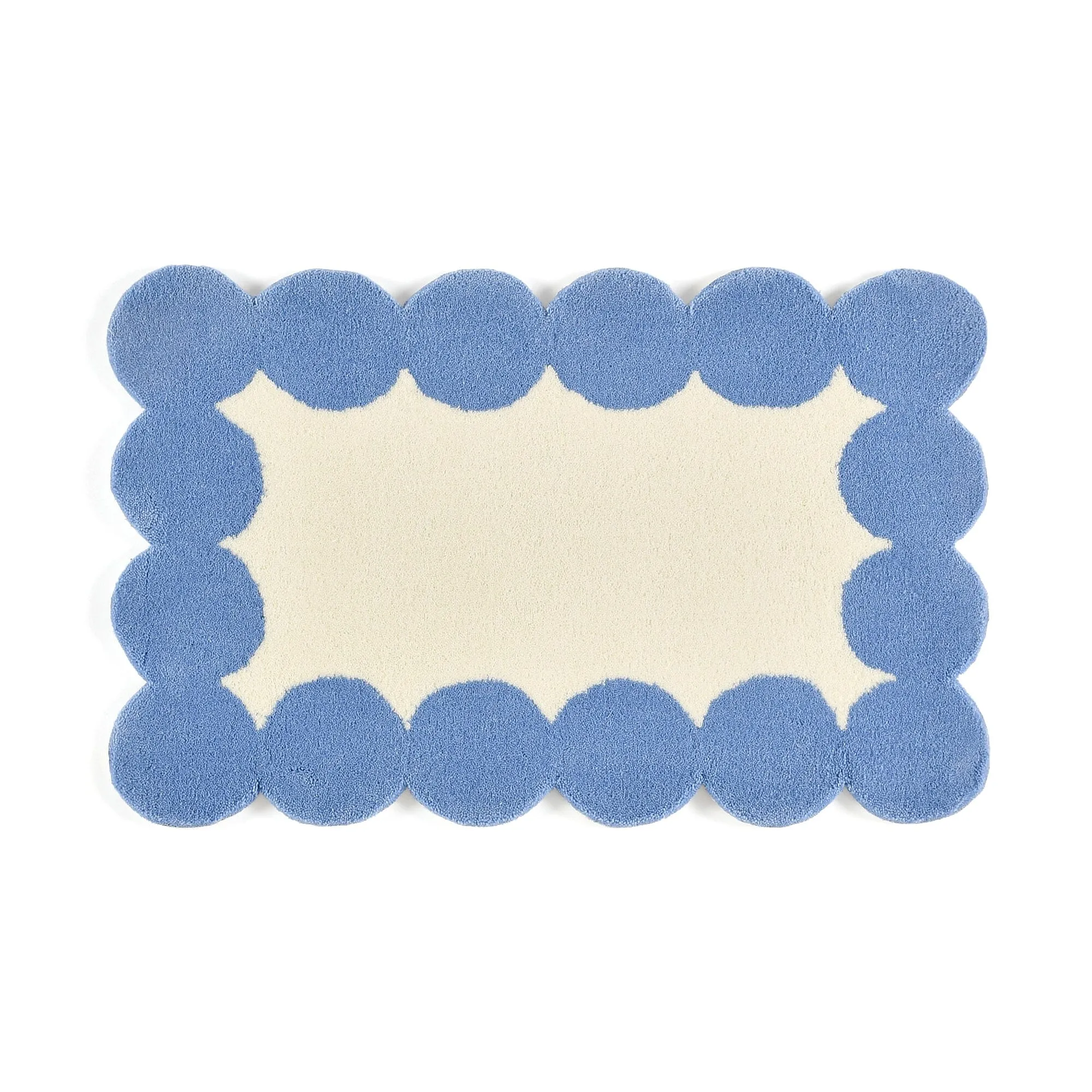 Dots Frame Mat 800 X 500 Ivory X Blue neutral everyday carpet