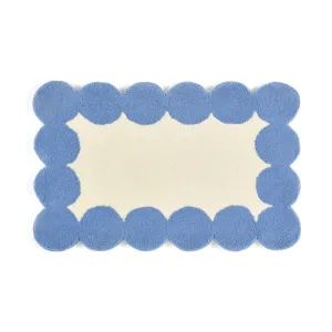 Dots Frame Mat 800 X 500 Ivory X Blue neutral everyday carpet