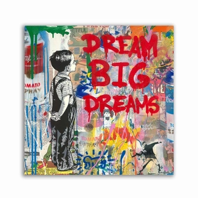 Dream Big Dreams by Banksy framed mural artwork