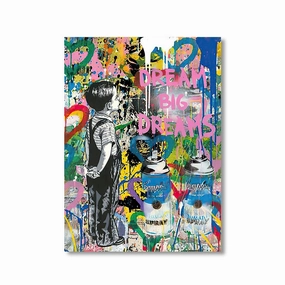 Dream Big Dreams No 2 by Banksy framed mural artwork