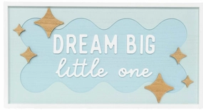 Dream Big Little One Wood Sign - Blue wall pendant decor