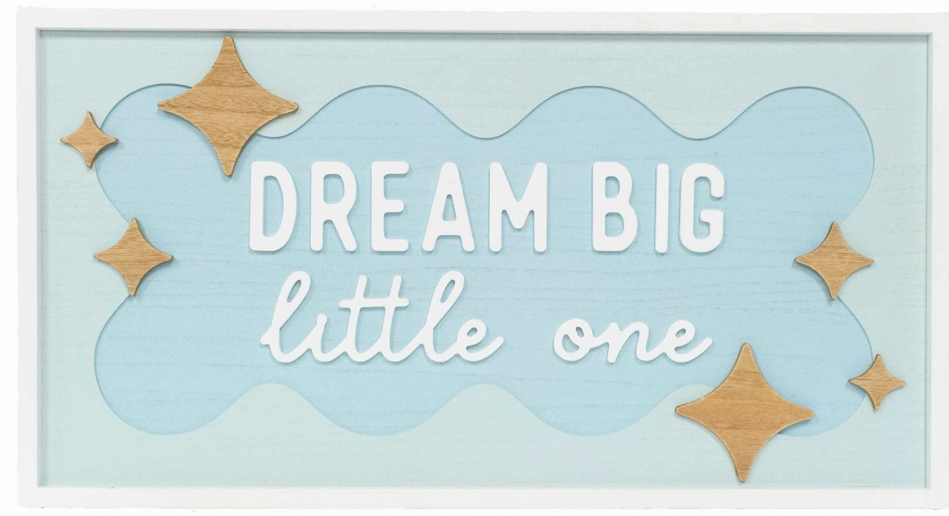 Dream Big Little One Wood Sign - Blue wall pendant decor