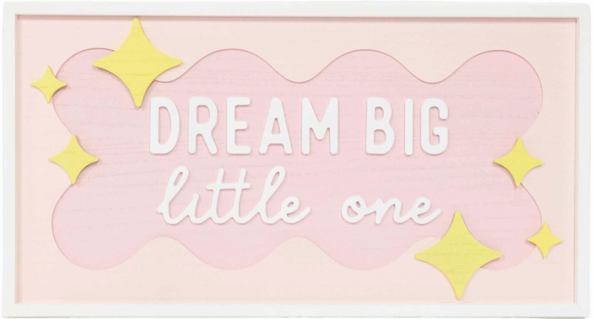 Dream Big Little One Wood Sign - Pink wall pendant decor