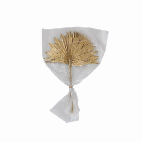 Dried Natural Sun Cut Palm Bunch, Gold Finish minimalist art object  