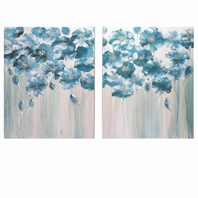 Dual Blue Flower Wall Painting artistic wall mural
