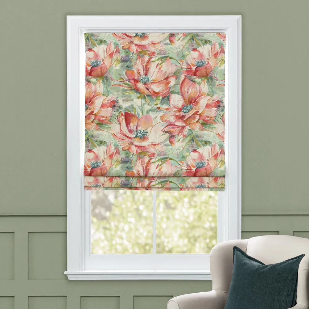 Dusky Blooms Printed Cotton Made to Measure Roman Blinds Russett