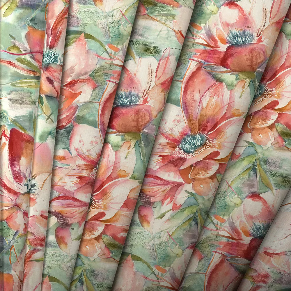 Dusky Blooms Printed Cotton Made to Measure Roman Blinds Russett