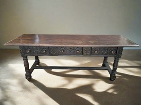 EARLY DARK OAK 18TH CENTURY TURNED LEG REFRACTORY TABLE artistic wall mural