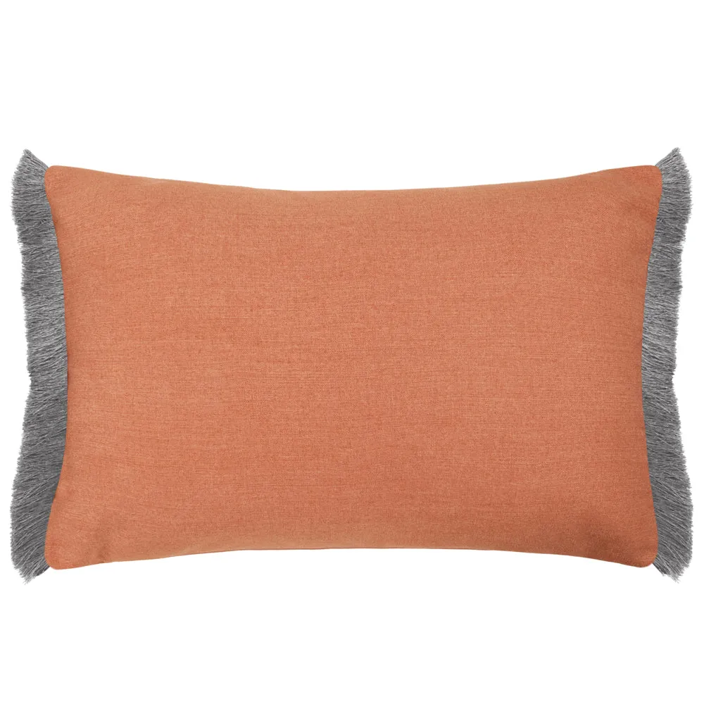 Elai Printed Ruche Fringe Cushion Terracotta