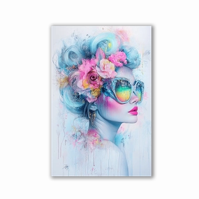 Elegance in Pastel by Cat framed mural artwork