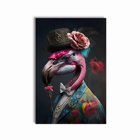 Elegant Flamingo by Juliano de Araujo framed mural artwork