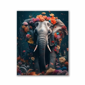 Elephant Flowers by Zenzdesign framed mural artwork