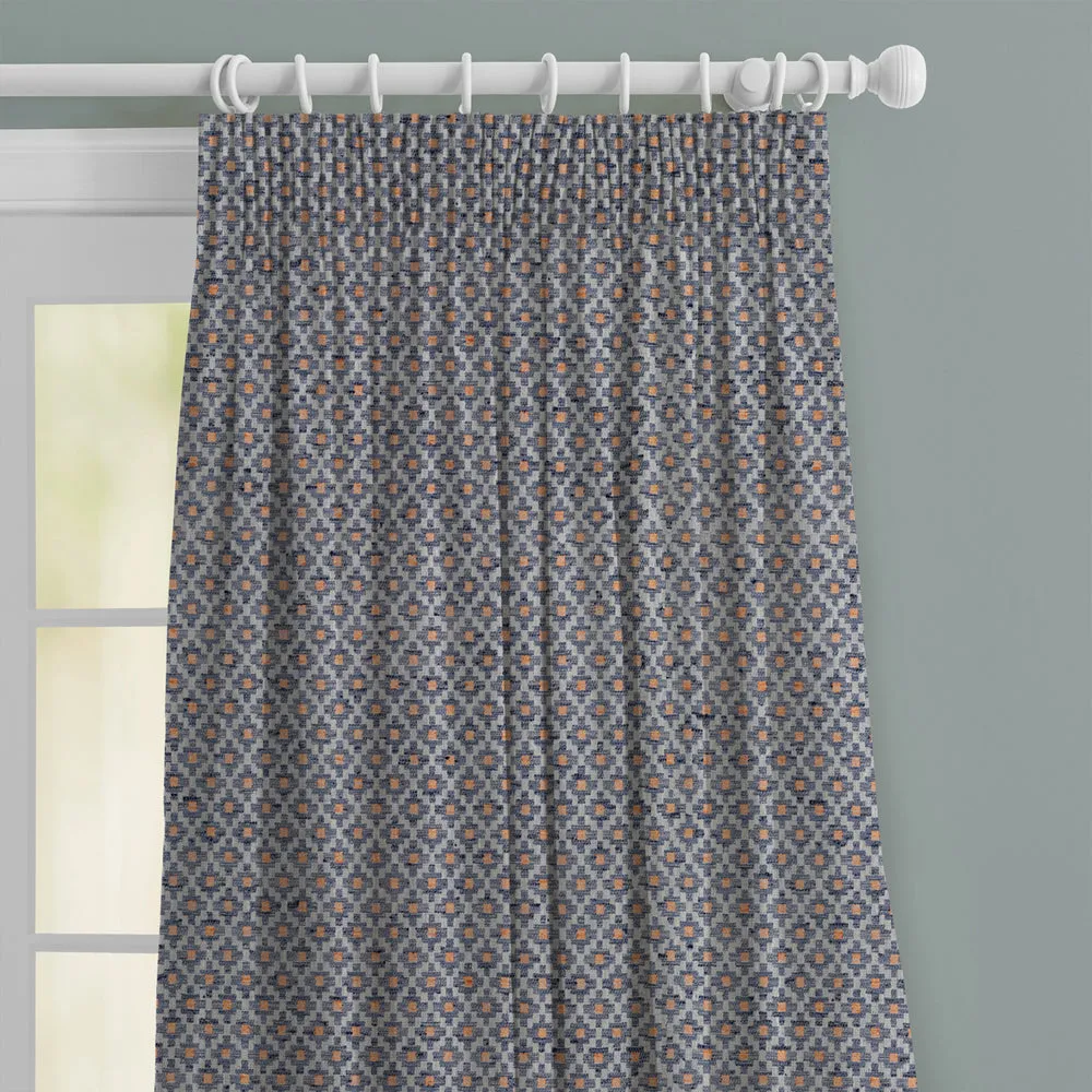Elmore Woven Jacquard Made to Measure Curtains Cornflower
