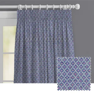 Elmore Woven Jacquard Made to Measure Curtains Indigo chic floor carpet  