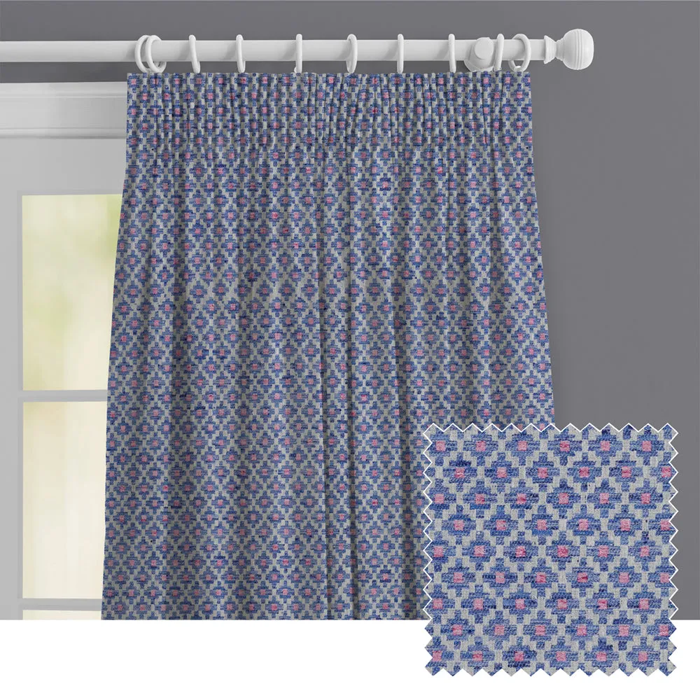 Elmore Woven Jacquard Made to Measure Curtains Indigo chic floor carpet  