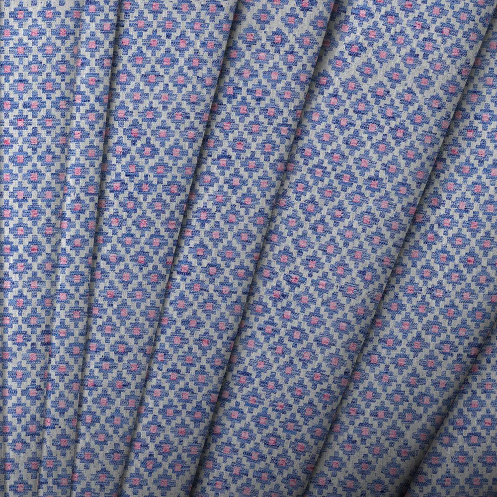 Elmore Woven Jacquard Made to Measure Curtains Indigo