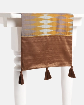Elvira Weft Ikat Cotton Silk Table Runner ceramic table ornament
