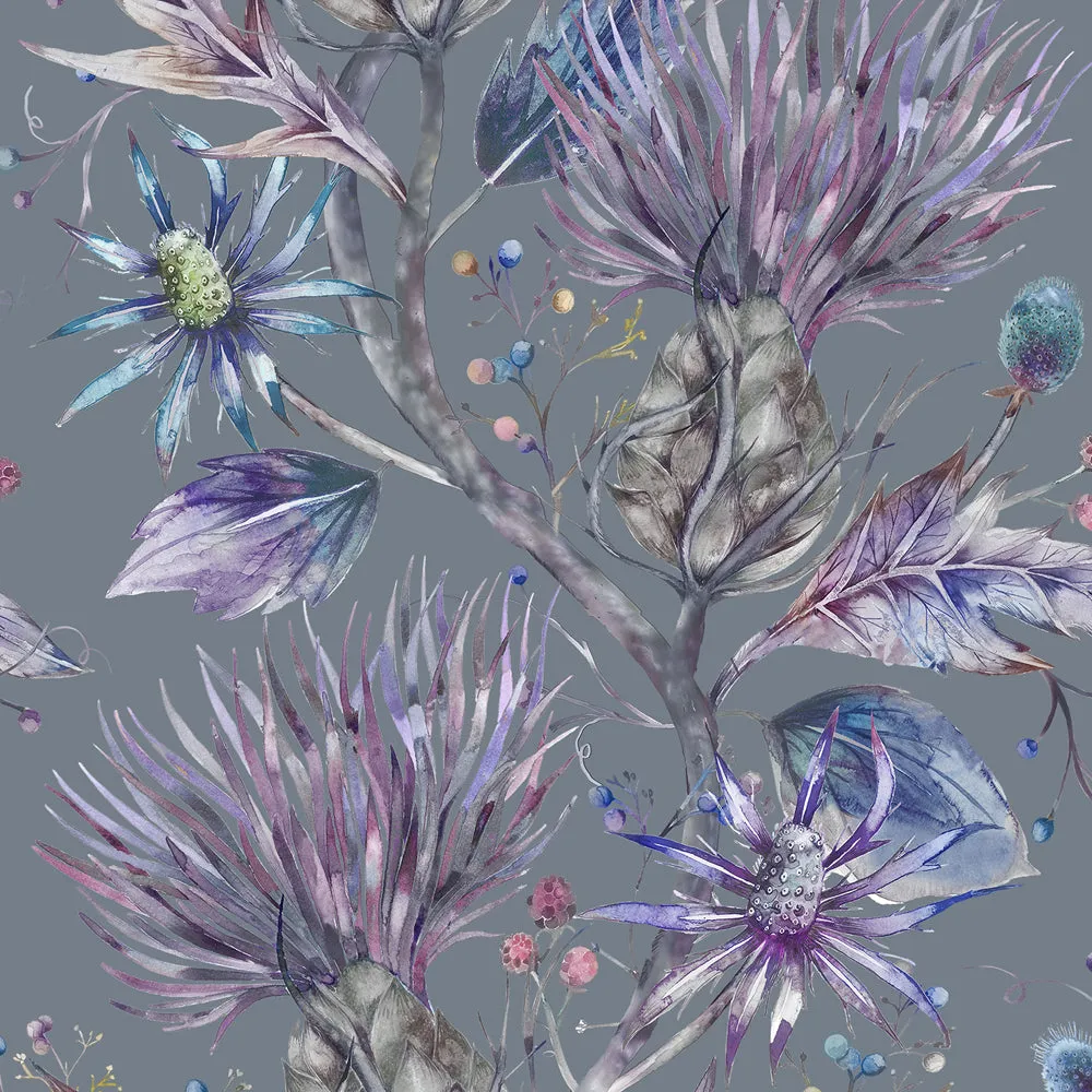Elysium Printed Cotton Made to Measure Roman Blinds Storm