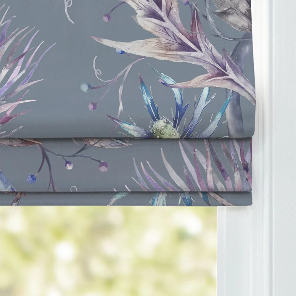 Elysium Printed Cotton Made to Measure Roman Blinds Storm