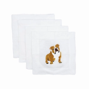 Embroidered Bulldog Cocktail Napkins cute desktop display