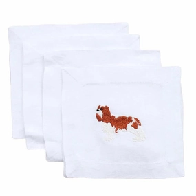 Embroidered Cavalier King Charles Spaniel Cocktail Napkins mini desktop sculpture