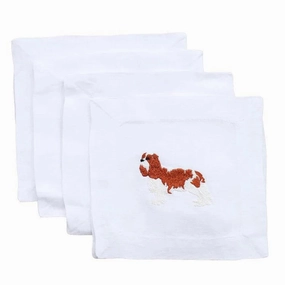 Embroidered Cavalier King Charles Spaniel Cocktail Napkins cute desktop display