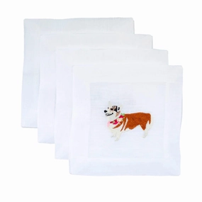 Embroidered Corgi Cocktail Napkins cute desktop display