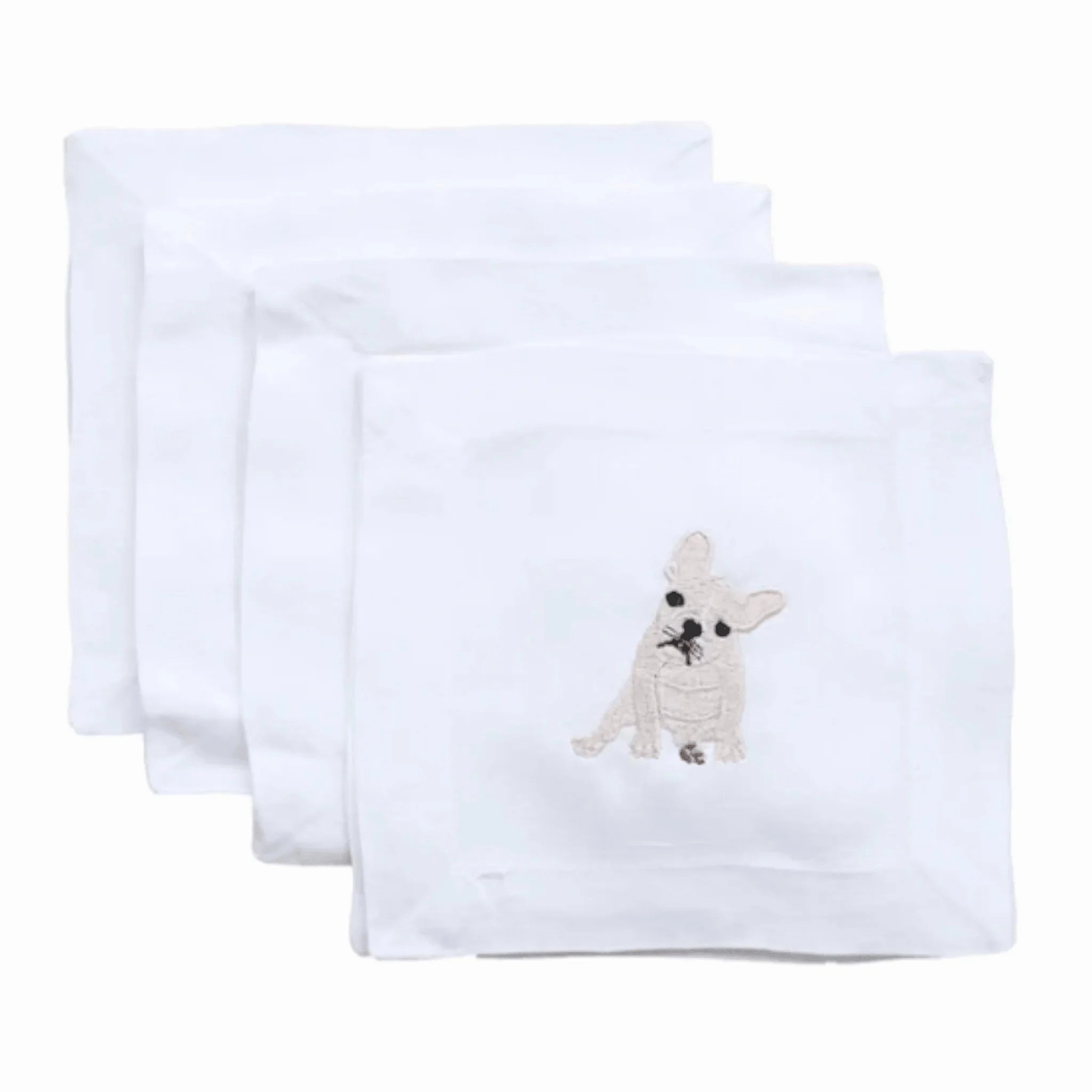 Embroidered French Bulldog Cocktail Napkins mini desktop sculpture