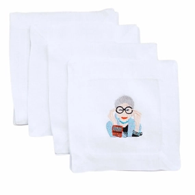 Embroidered Iris Cocktail Napkins cute desktop display