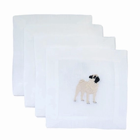 Embroidered Pug Cocktail Napkins cute desktop display