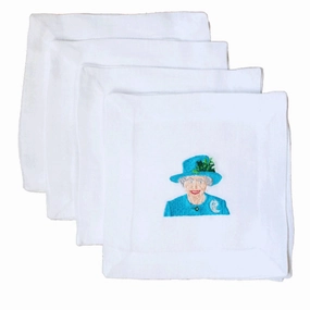 Embroidered Queen Elizabeth Cocktail Napkins mini desktop sculpture