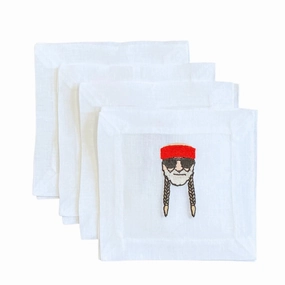 Embroidered Willie Cocktail Napkins mini desktop sculpture