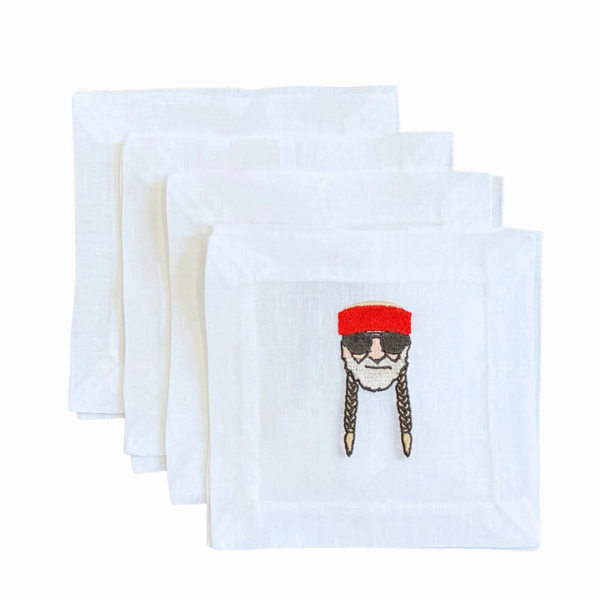 Embroidered Willie Cocktail Napkins cute desktop display